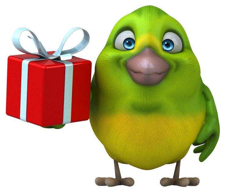 Photo oiseau vert amusant - illustration 3d