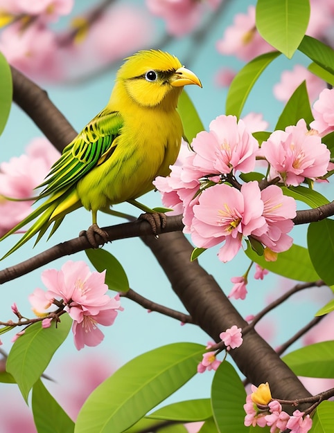 Oiseau vert jaune