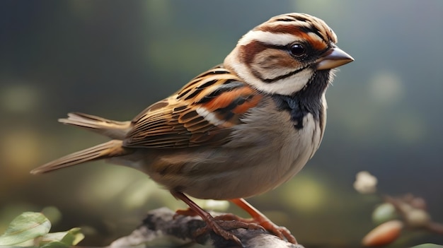 un oiseau avec un visage blanc et brun et des rayures brunes sur son corps