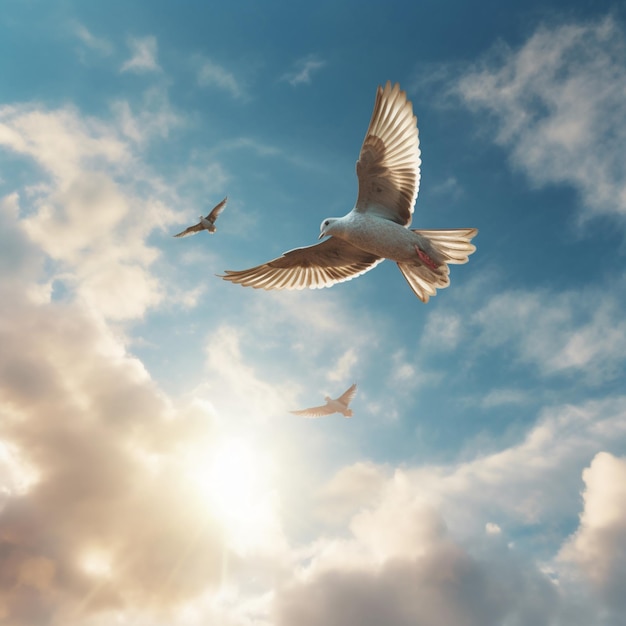 Un oiseau volant dans le ciel avec ses ailes déployées.