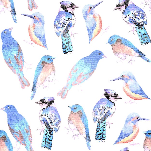 Oiseaux bleus dans l'effet de mosaïque
