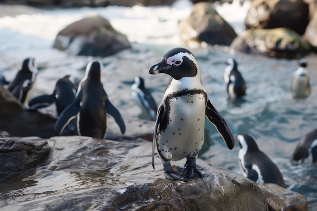 Les oiseaux charmants dans leur habitat naturel Journée mondiale du pingouin