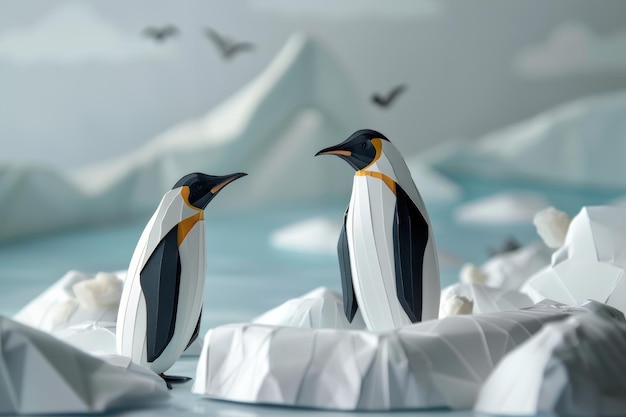 Les oiseaux charmants dans leur habitat naturel Journée mondiale du pingouin