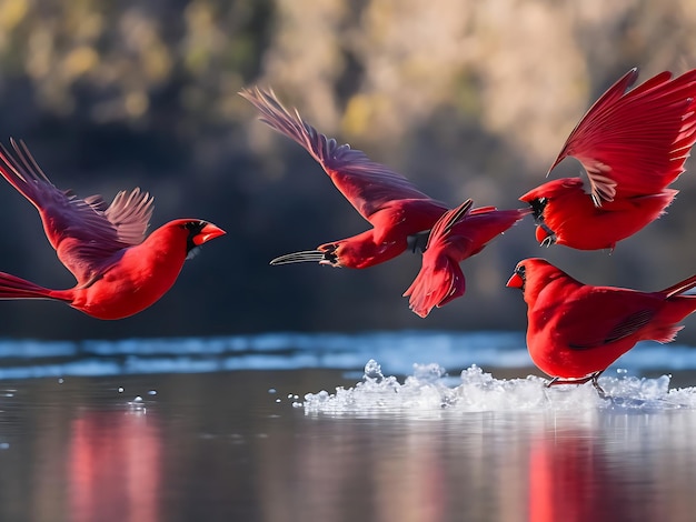 Les oiseaux colorés du cardinal du Nord