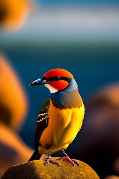 Oiseaux colorés volant dans le ciel généré Ai