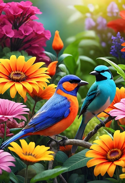 des oiseaux colorés