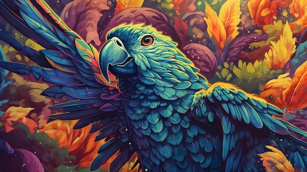 Oiseaux de couleur déférent ai génératif