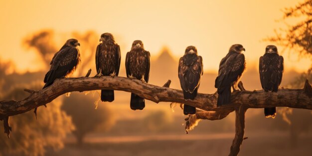 Les oiseaux de la forêt sur les arbres