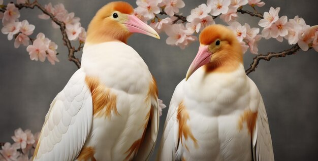 Des oiseaux jumeaux élégamment habillés
