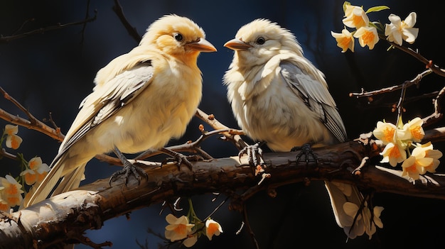 Photo les oiseaux nourrissent leurs petits dans le nid.