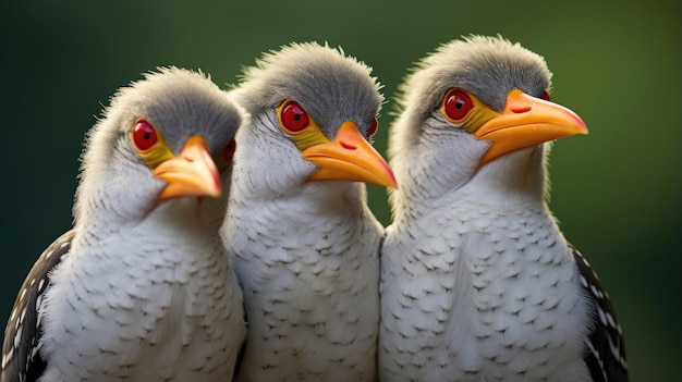 Oiseaux de pic-bœuf à bec jaune en gros plan