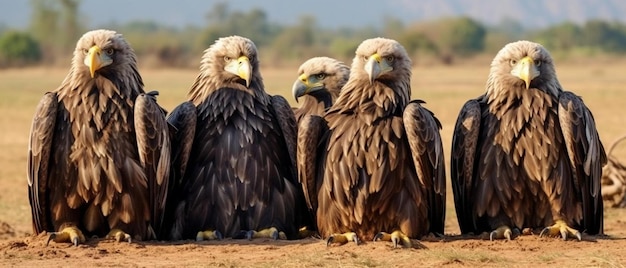 Les oiseaux prédateurs sont assis sur le sol Kenya Tanzanie safari Afrique de l'Est