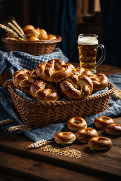 Oktoberfest avec un délicieux pretzel et une fête de la bière