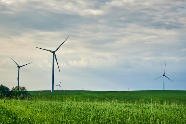 Éolienne sur un champ vert