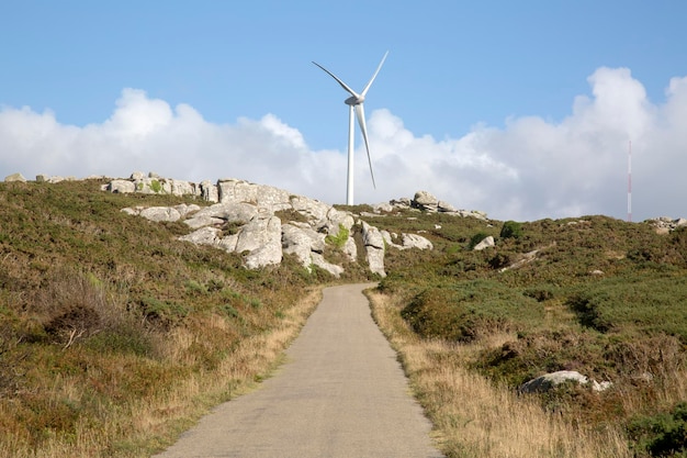 Éolienne et paysage Nariga Point, Galice, Espagne