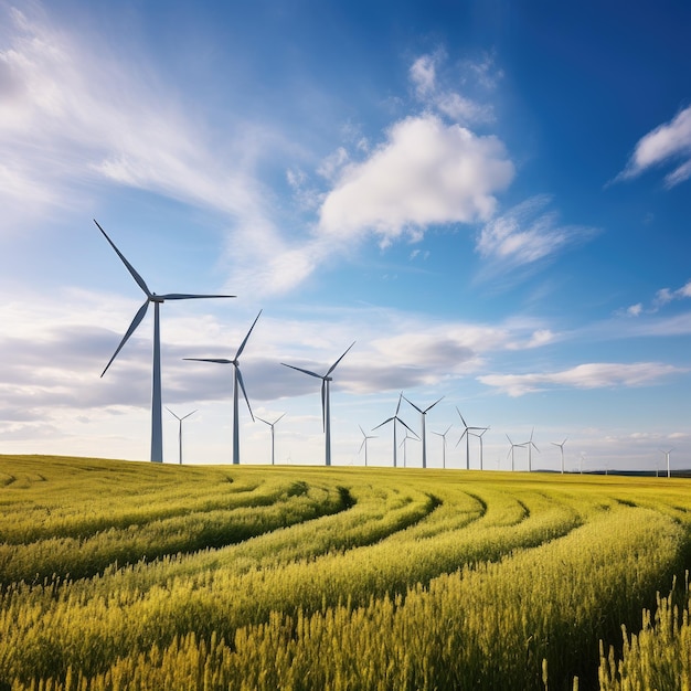 Éoliennes dans un champ