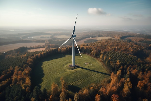 Éoliennes IA génératives dans un paysage de ferme verte