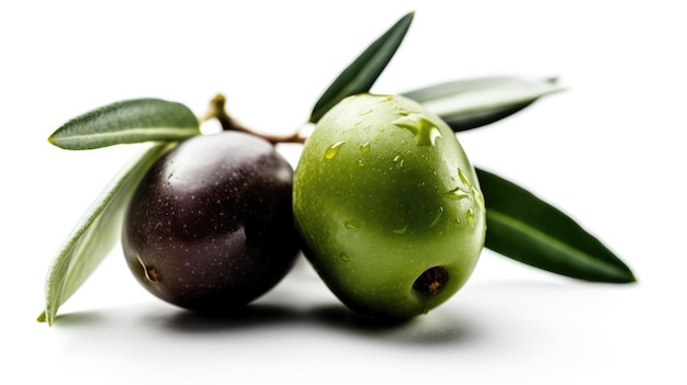 Une olive verte se trouve à côté d'une olive verte.