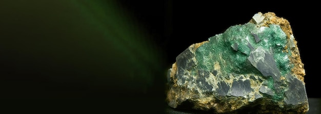 L'olivenite est une pierre géologique naturelle précieuse rare sur un fond gradient dans une isolation de clé basse.
