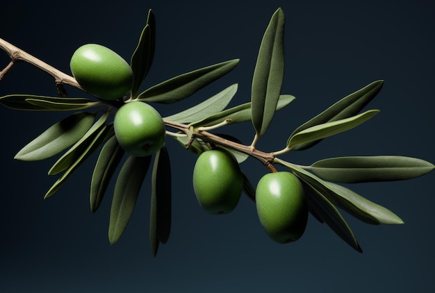 olives sur une branche aux feuilles vertes