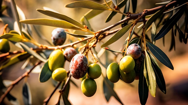 Olives sur une branche dans le jardin Alimentation générative AI