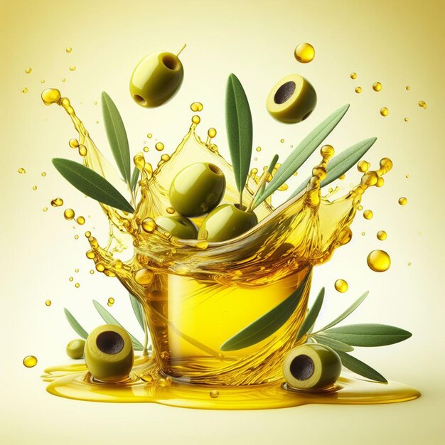 Des olives éclaboussées d'huile d'olive