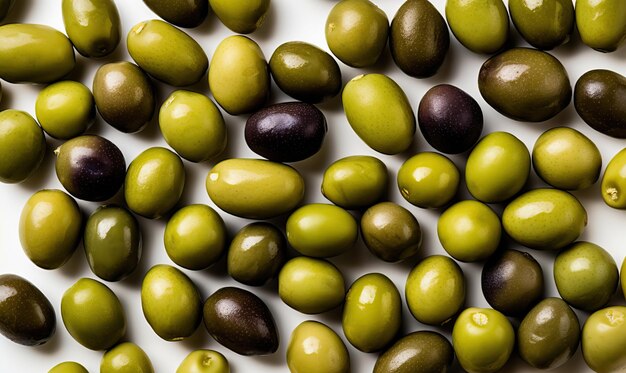 Olives sur fond blanc IA générative