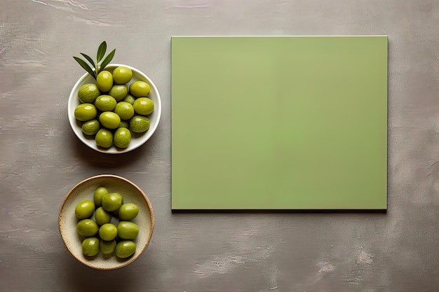 Olives naturelles fraîches et luxuriantes affichées sur une toile flexible