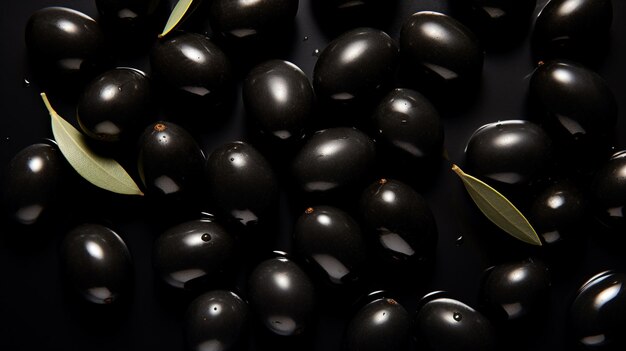 Des olives noires sur un fond noir