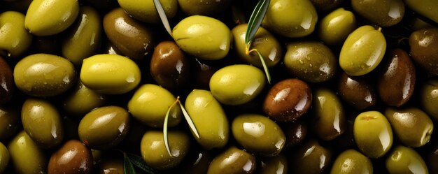 Olives noires et vertes en gros plan IA générative
