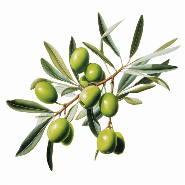 Photo olives vertes avec feuilles