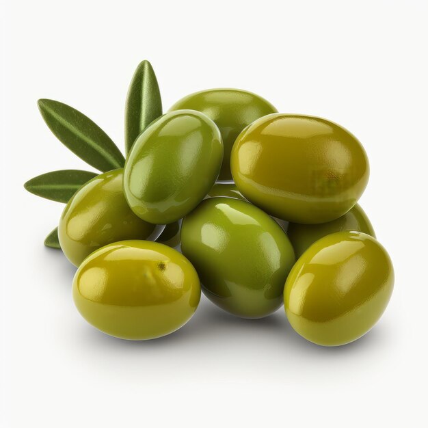 Olives vertes isolées sur fond blanc