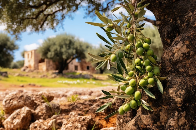 Photo des oliviers délicieux dans une oliveraie pittoresque