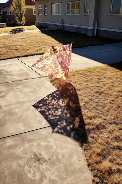 Ombre d'un cerf-volant au sol journée ensoleillée créée avec générative ai