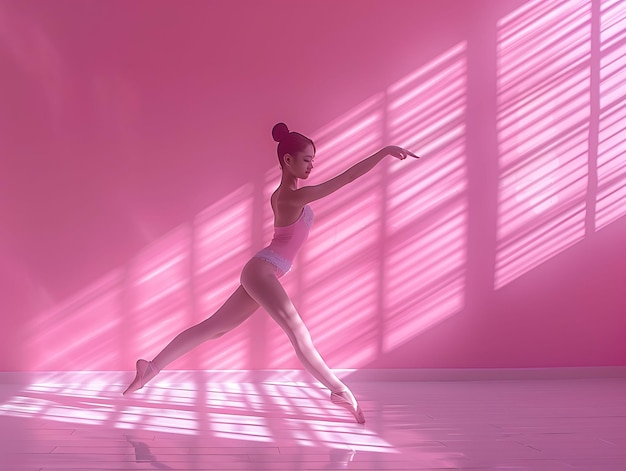 L'ombre d'une danseuse de ballet comme silhouette gravée sur le mur Photo gracieuse et créative d'un fond élégant