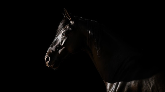 L'ombre du cheval Budenny sur le concept de silhouette fond noir