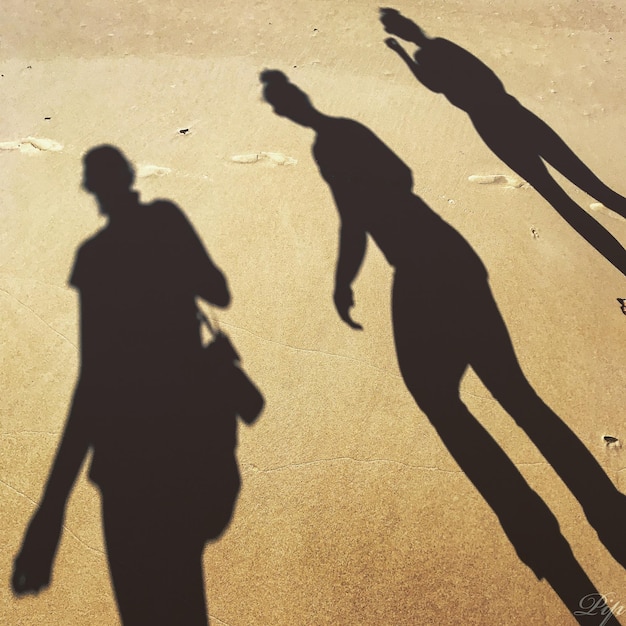 Photo l'ombre de femmes qui marchent sur la plage