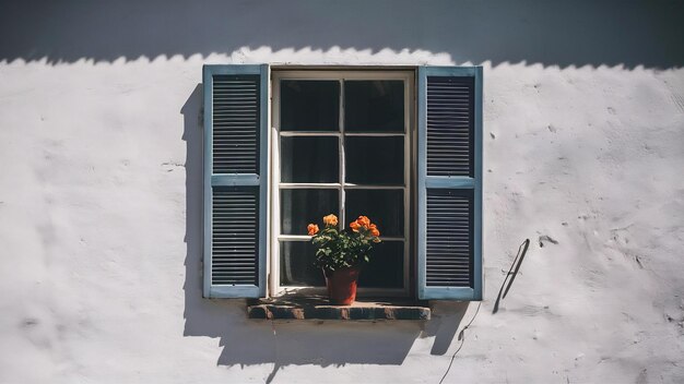 L'ombre de la fenêtre sur un mur blanc par temps ensoleillé avec une lumière brillante