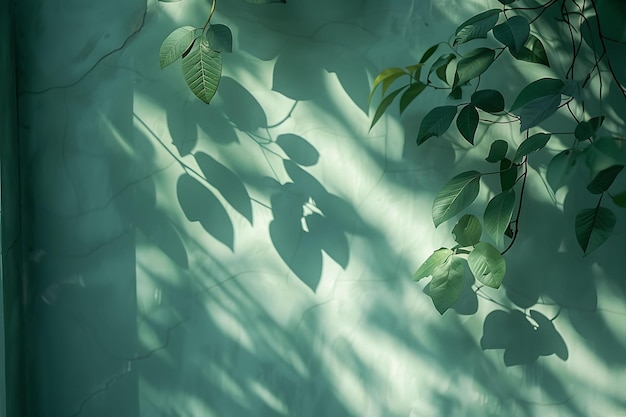 L'ombre de la feuille comme silhouette coulée sur le mur organique et naturel S Photo créative d'arrière-plan élégant