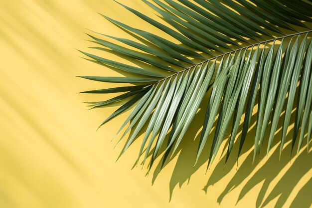 Ombre de feuille de palmier sur un concept de fond de mur vert ai
