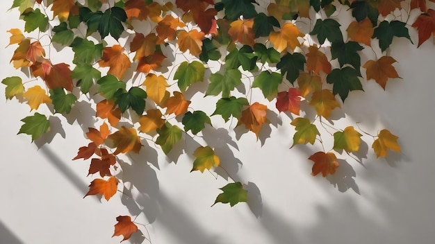 L'ombre des feuilles d'arbres naturels abstraits sur le fond blanc du mur