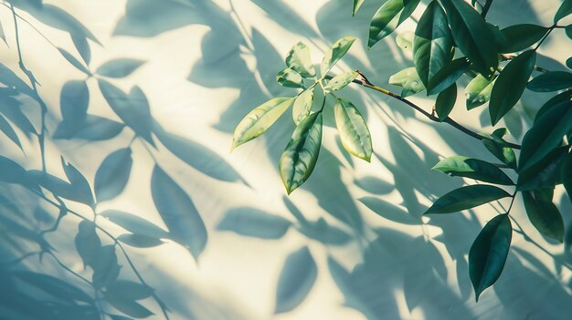 L'ombre des feuilles et la lumière sur le mur brouillent le fond Nature feuilles tropicales branche d'arbre sha IA générative