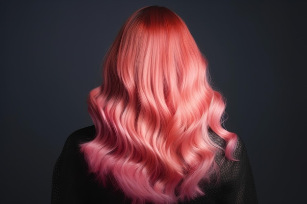 Ombre Hair Color Fading To Pink Vue arrière Generative AI
