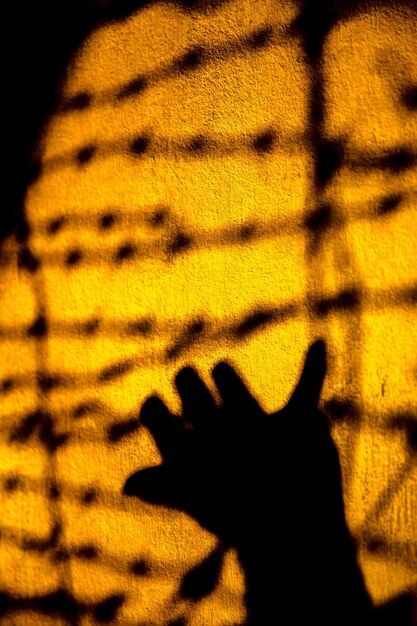 Photo l'ombre d'une main sur le mur