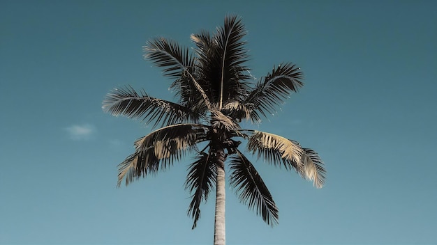 L'ombre d'un palmier d'été sur un fond bleu