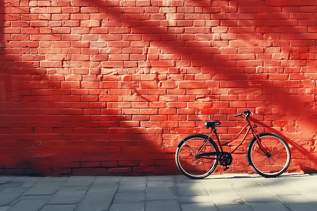 L'ombre d'un vélo sur le mur déformée et ludique avec une photo créative de Bri sur un fond élégant