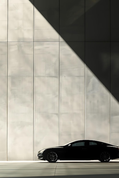 L'ombre de la voiture comme silhouette coulée sur le mur Photo créative élégante d'un fond élégant
