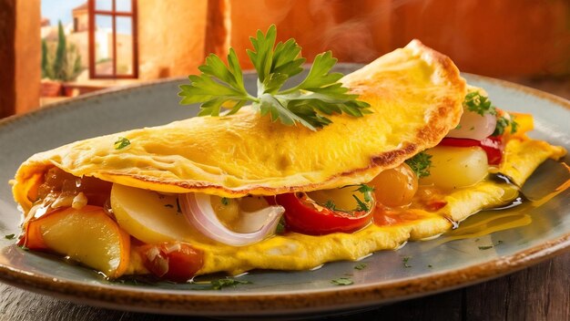 Photo omelette d'espagnol dans une assiette