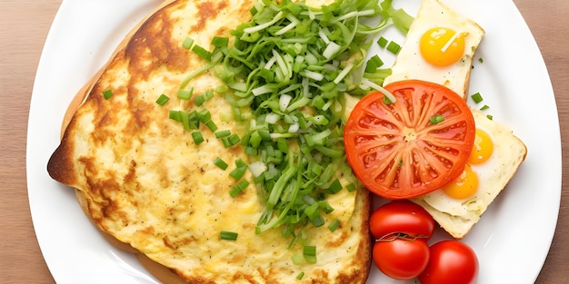 Omelette forestière shitake porcini champignon ragout vieilli cheddar du Vermont poivron fraîchement cuit tomate rôtie