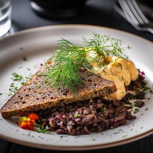 Photo omelette fourrée aux lentilles pain de seigle